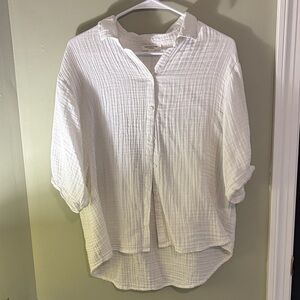 beachlunchlounge White Textured Button-Down Shirt